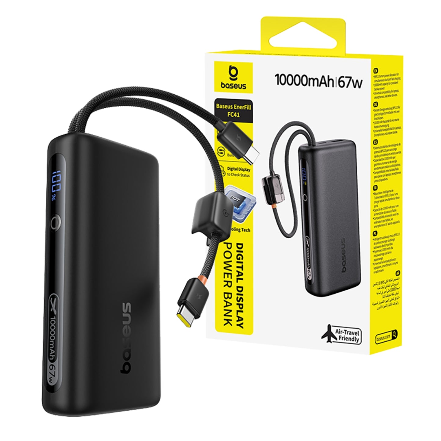 Baseus EnerFill FC41 Digital Display Power Bank with Dual Built-in USB-C Cables 10,000mAh 67W