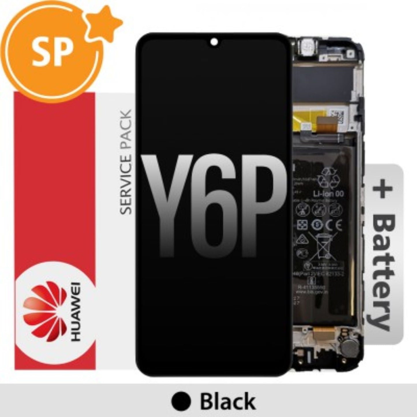 (Service Pack) LCD Screen Repair for Huawei Y6p (Service Pack) LCD Screen 02353LKV -Black