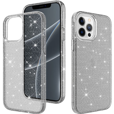 Ultimake Glitter Shockproof Case Cover for iPhone 15 Plus Black Clear