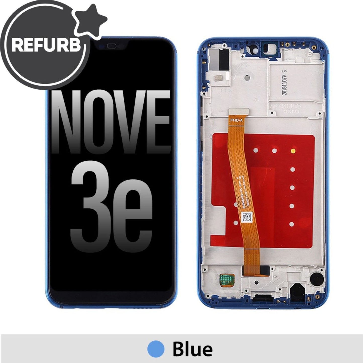 REFURB LCD Screen Repair for Huawei P20 Lite (Nova 3e) with Frame -Blue MyMobile