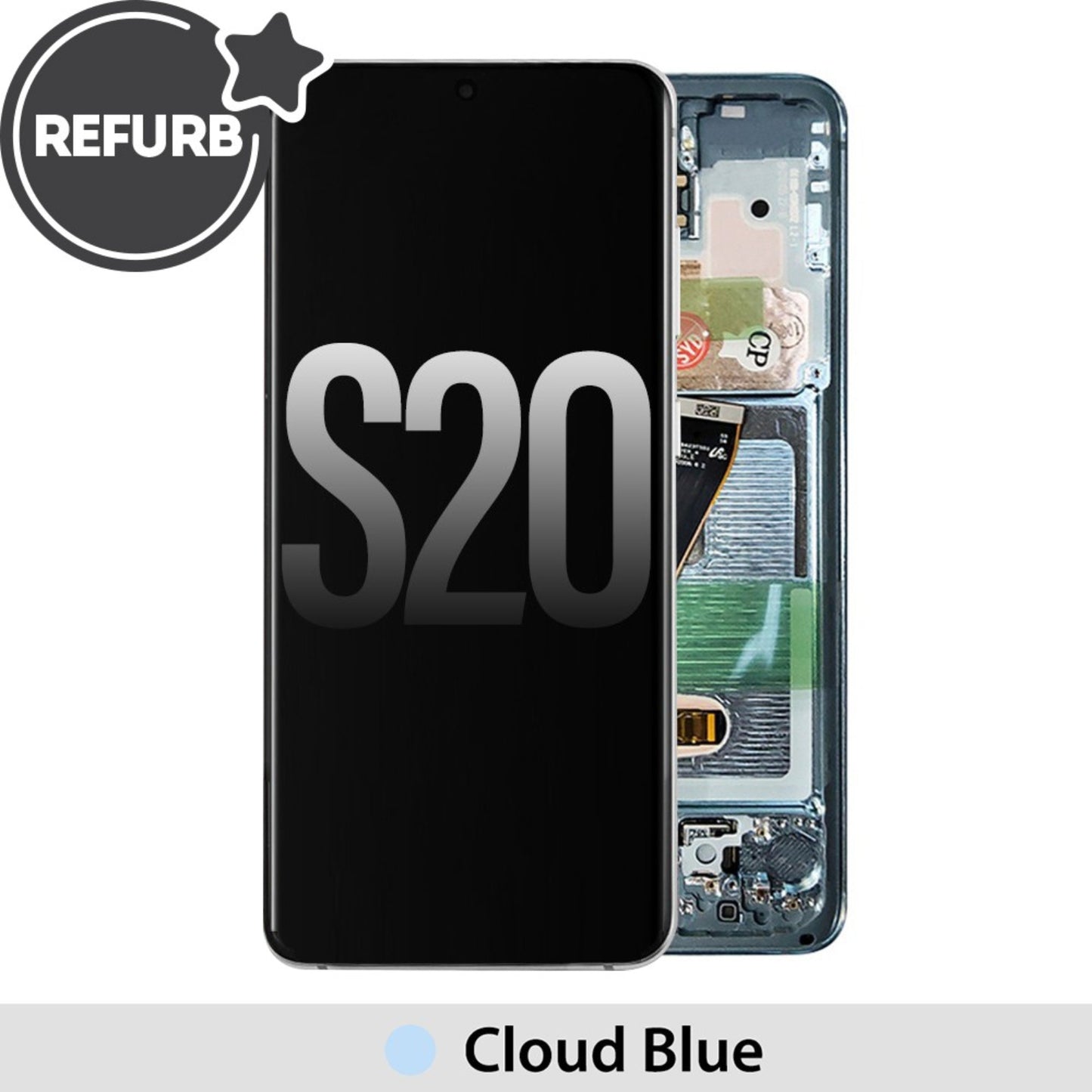REFURB OLED Screen Replacement Digitizer With Frame For Samsung Galaxy S20 G980F-Cloud Blue