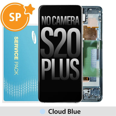 (Not Include Front Camera) Samsung Galaxy S20 Plus 5G G986 OLED Screen Replacement Digitizer GH82-31441D31442D (Service Pack)-Cloud Blue