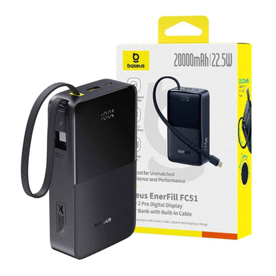 Baseus EnerFill FC51 Bipow2 Pro Digital Display Power Bank with Built-in Cable 20000mAh 22.5W