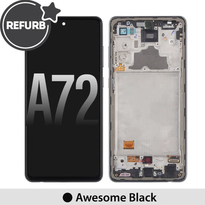 REFURB OLED Screen Replacement Digitizer with Frame for Samsung Galaxy A72 A725 / A726 -Awesome Black