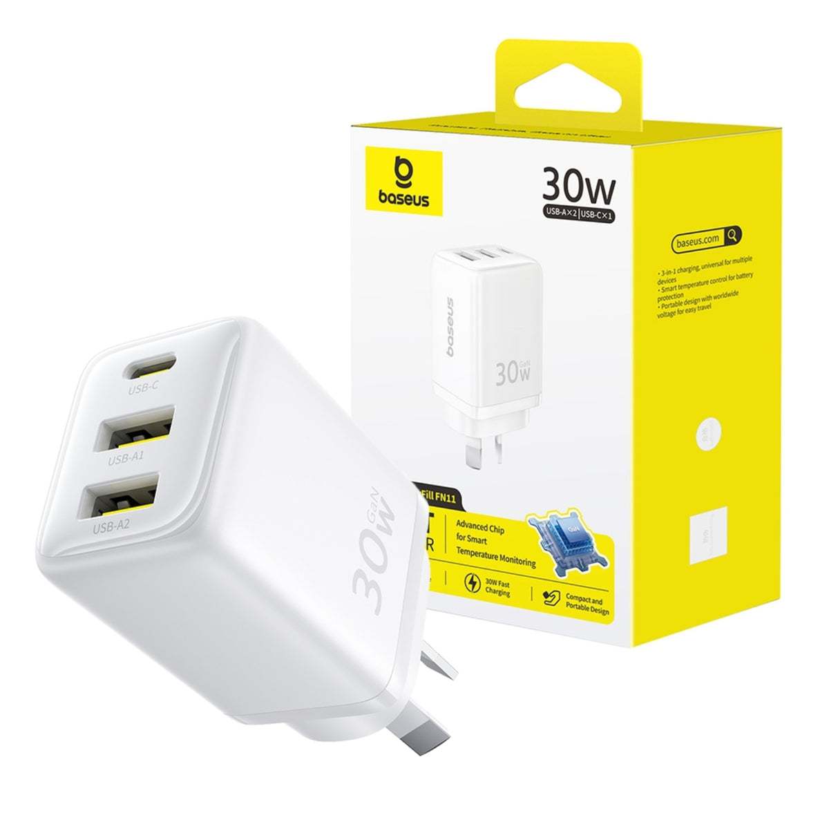 Baseus EnerFill FN11 Fast Charger 2U+C 30W AU - MyMobile