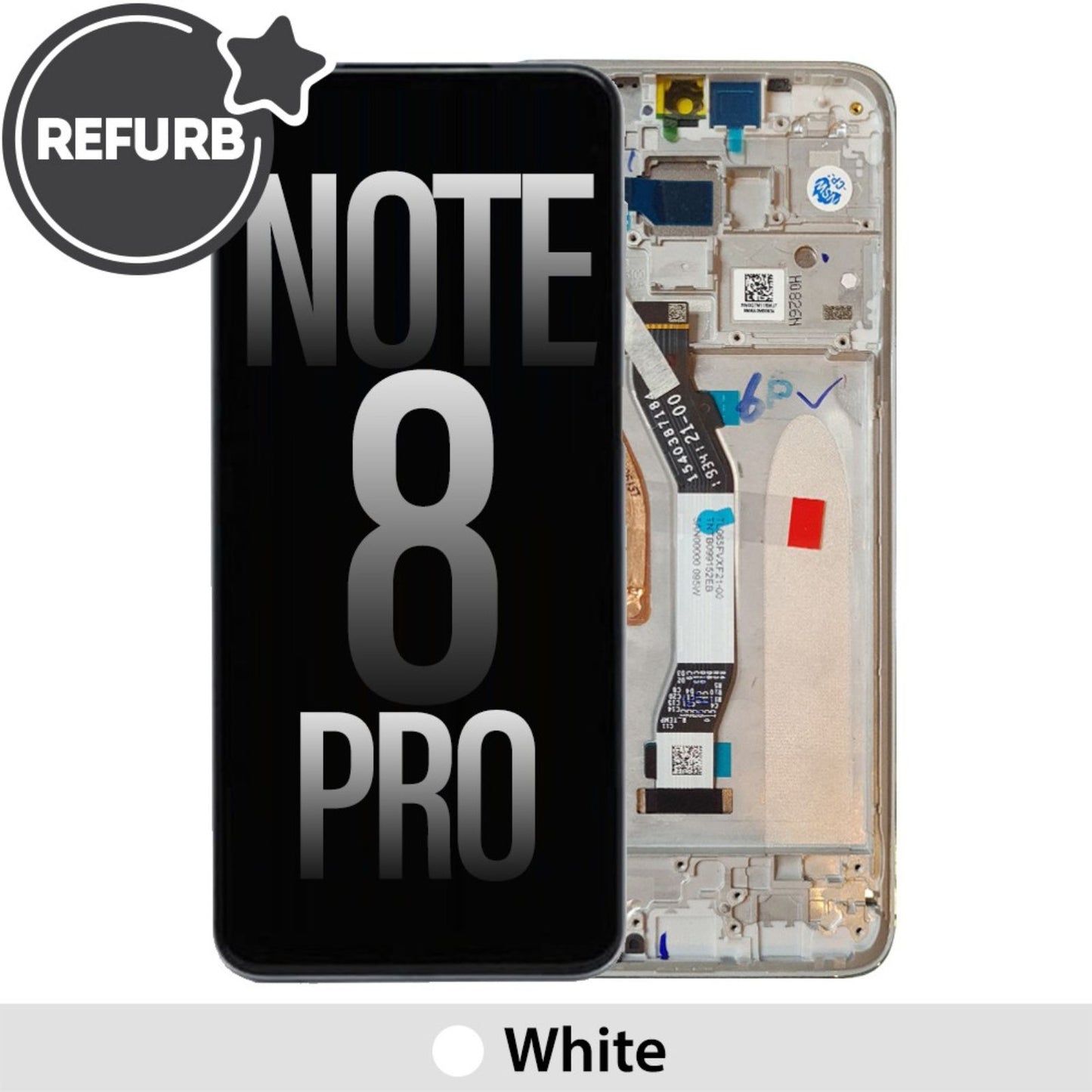 REFURB LCD Screen Repair for Xiaomi Redmi Note 8 Pro with Frame -White