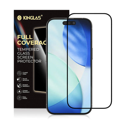 Kinglas Packs 2.5D Full Coverage Silk Printing HD+ Clarity Glass Screen Protector For iPhone 16Pro Max / 17 Pro Max