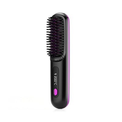 2 In 1 Straight Hair Comb Wireless Hair Straightener Brush Hair Fast Heating Portable Hot Curler USB Charging - MyMobile