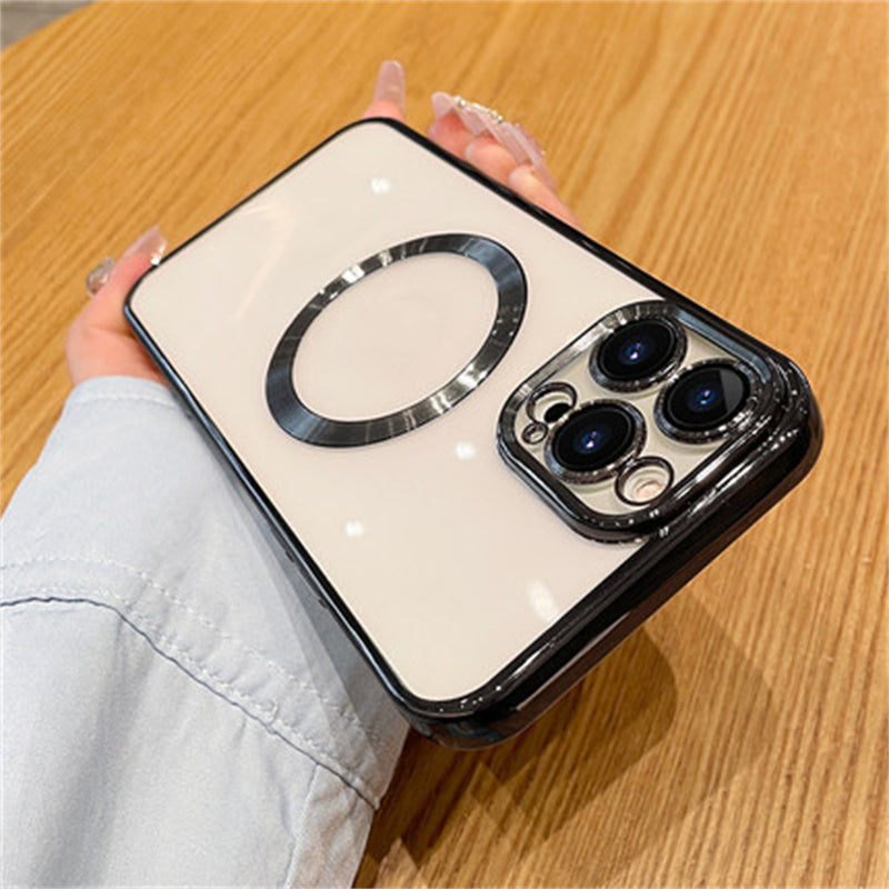 Creative Lens Film Plating Magnetic Suction Phone Case Protector For iPhone 14