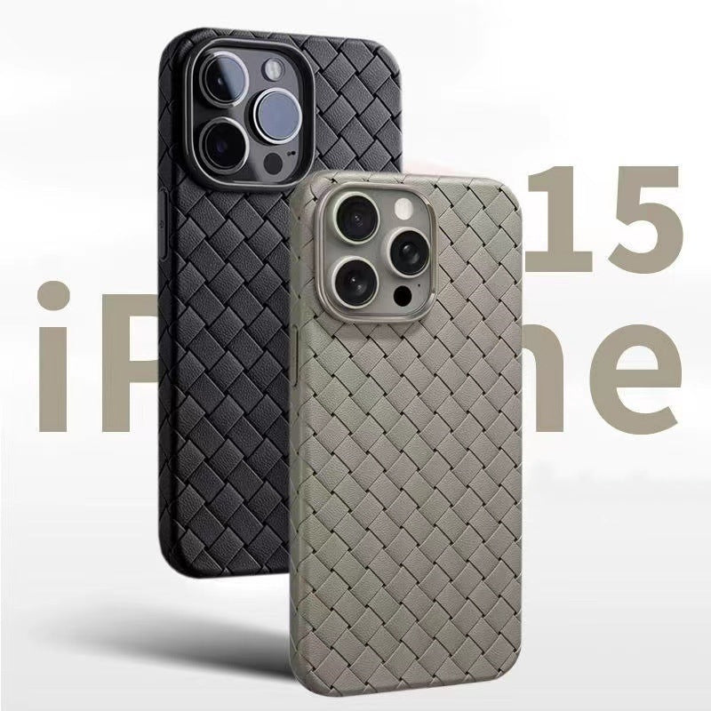 Woven Pattern Phone Case Breathable Heat Dissipation Drop-resistant Protective Cover For iPhone 15