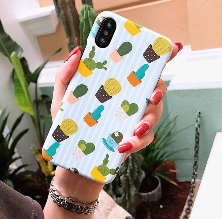 Compatible With Apple, USLION Green Cactus Case For I  Plus Flower Cartoon Animal Phone Cases For  Matte Hard PC Back Cover Online Only