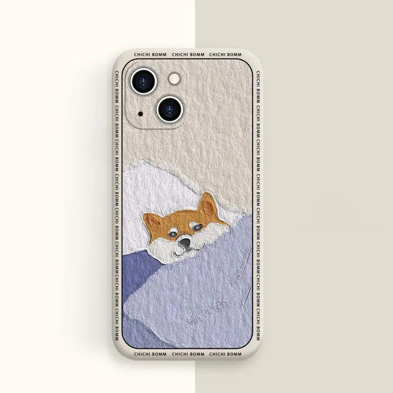 Oil Painting Shiba Inu Couple's Mobile Phone Case - MyMobile