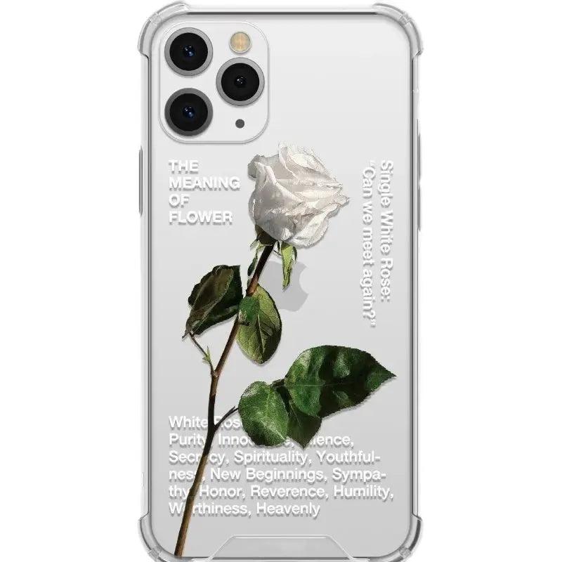 White Rose Branch Simple Transparent Mobile Phone Case Online Only