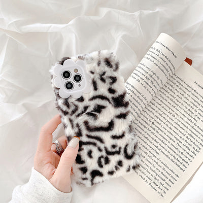 Leopard print fall-winter plush mobile phone case Online Only