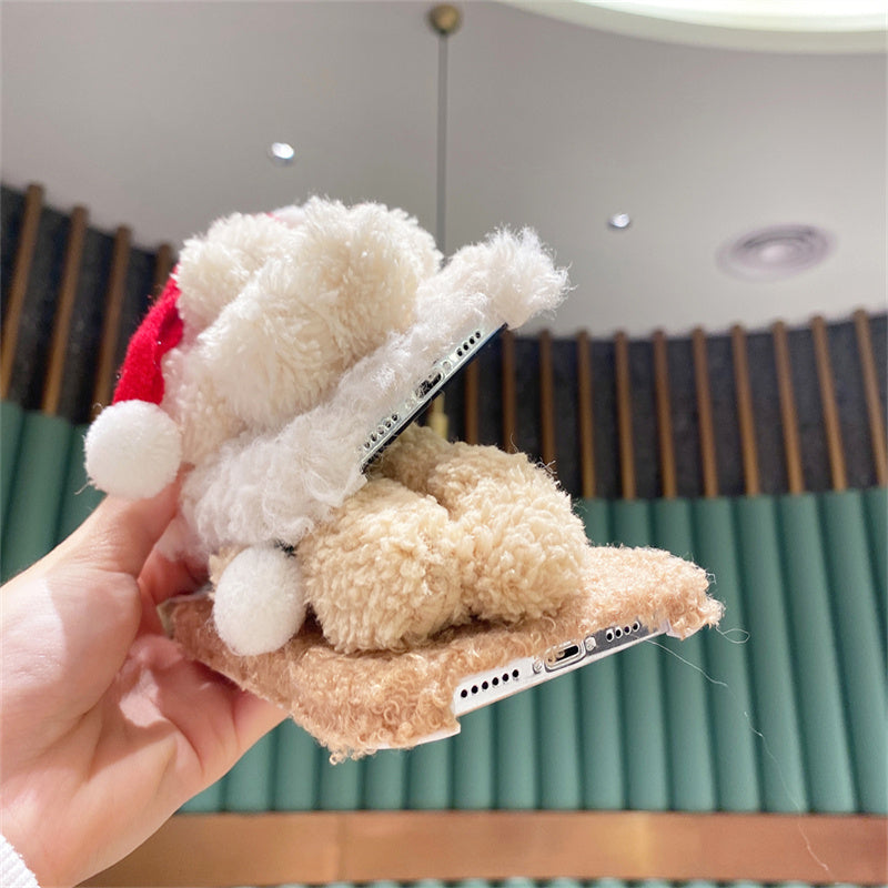 Christmas Bear Plush Mobile Phone Case For iPhone 14