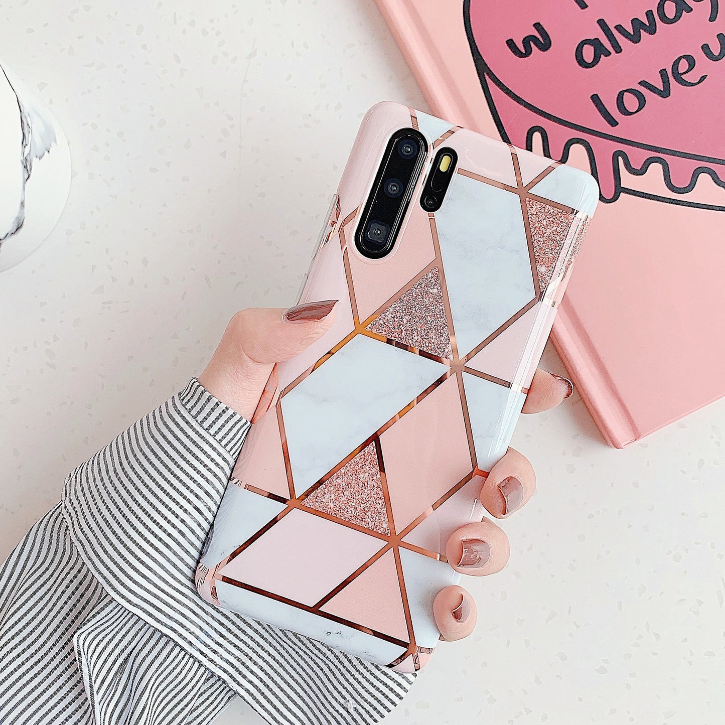 Electroplated marble mobile phone case For Huawei P30 pro