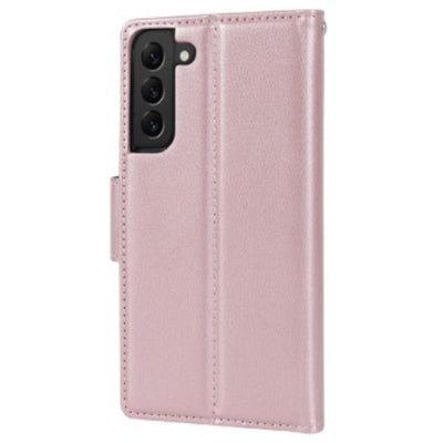 Hanman 2 in 1 Detachable Magnetic Flip Leather Wallet Cover Case for Samsung Galaxy S25-Rose Gold