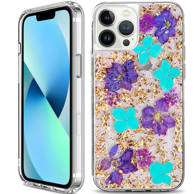 Dried Flower Bling Foil Case Cover For Iphone 14 Pro