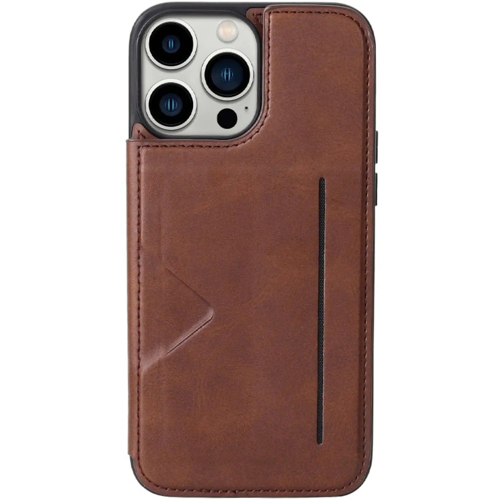 Hanman Back Flip Leather Wallet Shockproof Cover Case for iPhone 15