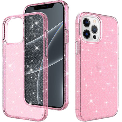 Ultimake Glitter Shockproof Case Cover for iPhone 15 Pro Pink Clear