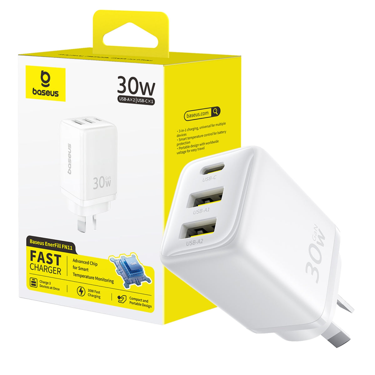 Baseus EnerFill FN11 Fast Charger 2U+C 30W AU - MyMobile
