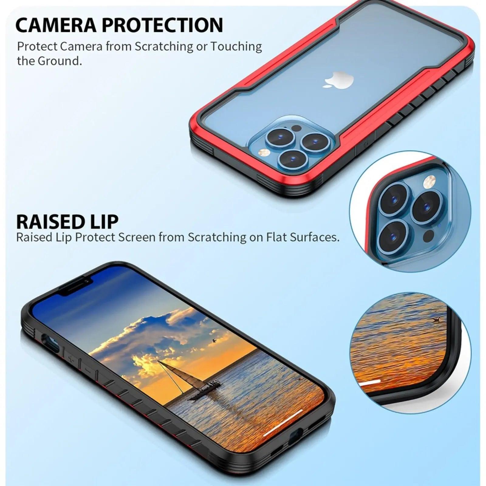 Re-Define Shield Shockproof Heavy Duty Armor Cover Case for iPhone 15 Plus Red