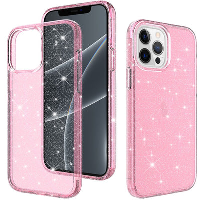 Ultimake Glitter Shockproof Case Cover for iPhone 15 Plus Pink Clear
