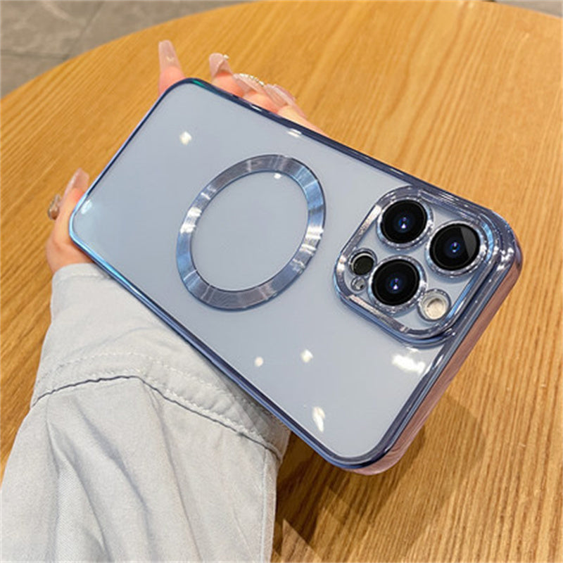 Creative Lens Film Plating Magnetic Suction Phone Case Protector For iPhone 14