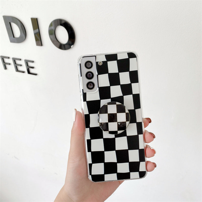 Checkerboard Mobile Phone Case Bracket Soft Shell Protection Cover - MyMobile