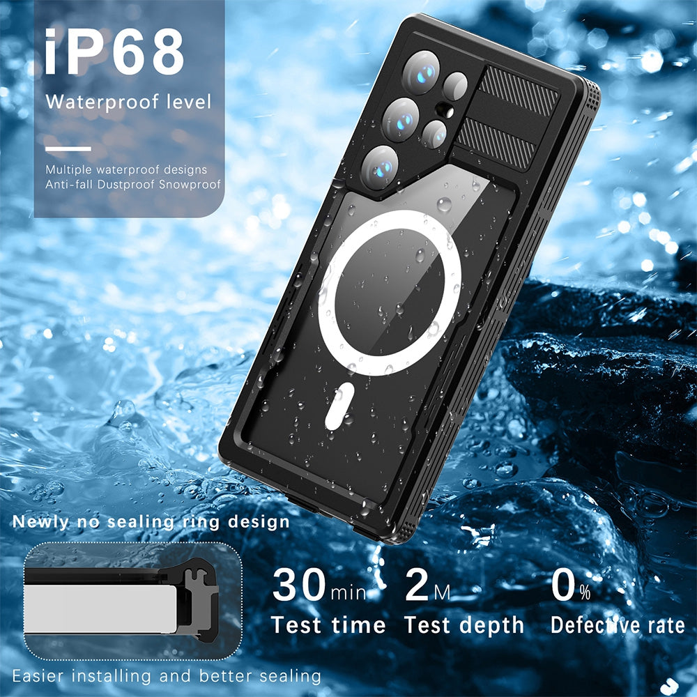 Redpepper Dot+ IP68 Waterproof Case Cover with Magnetic Ring for Samsung Galaxy S24 Ultra