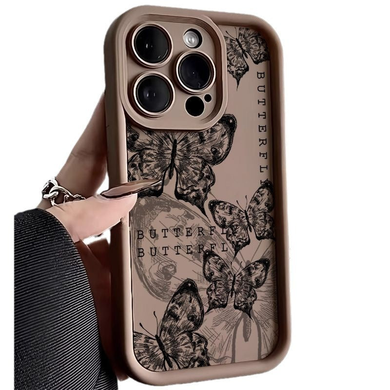 Retro Butterfly Print Drop-resistant Phone Case For iPhone 15