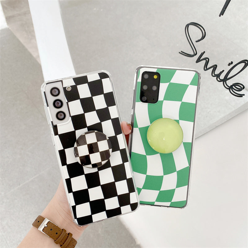 Checkerboard Mobile Phone Case Bracket Soft Shell Protection Cover - MyMobile