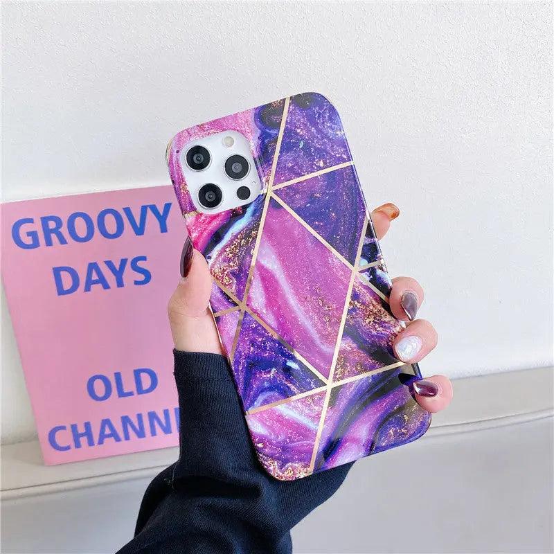 Electroplating Splicing Marble Pattern Mobile Phone Case - MyMobile