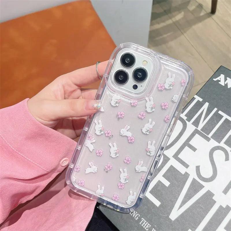 Sweet  Flower Rabbit Transparent Mobile Phone Case Online Only