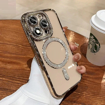 All-inclusive Rhinestone Magnetic Phone Case For iPhone 16