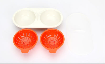 Microwave Egg Poacher Food Grade Cookware Double Cup Egg Boiler Kitchen Steamed Egg Set Microwave Ovens Cooking Tools