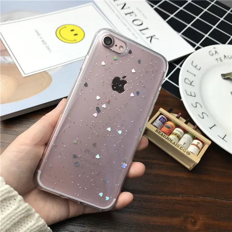 Star Heart Shape Glitter Phone Case Online Only