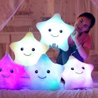 34CM Unique Toy Luminous Pillow Vivid Star Design LED Light Colorful Cushion Stars Plush Pillow Toys For Kids Children Girl - MyMobile