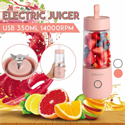 350ml Portable Blender Juicer Electric USB Rechargeable Mixer Smoothie Slushy Cup Juice Blender Bottle USB Charging Kitchen Gadgets - MyMobile