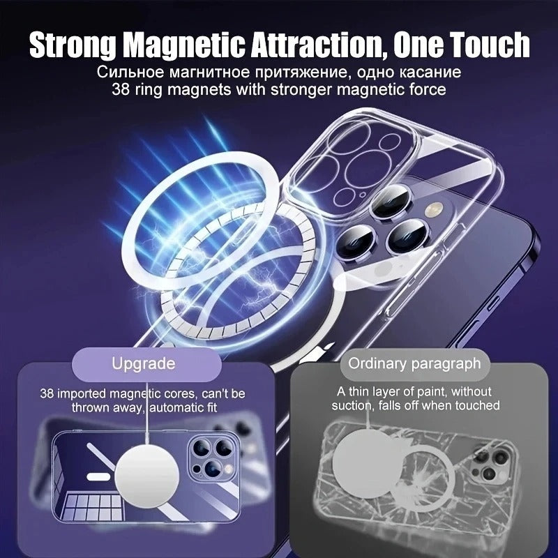 Ins Style Phone Case Magnetic Transparent For iPhone 16