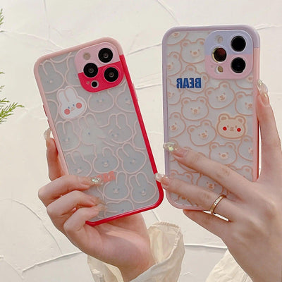 Cute Bear And Rabbit Mobile Phone Case New Transparent Online Only