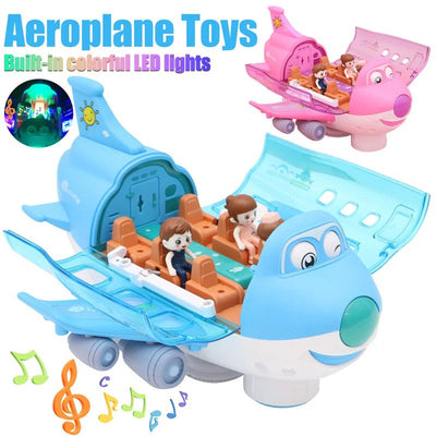 360 Rotating Electric Plane Airplane Toys For Kids Bump And Go Action Toddler Toy Plane With LED Flashing Light Sound For Boys - MyMobile