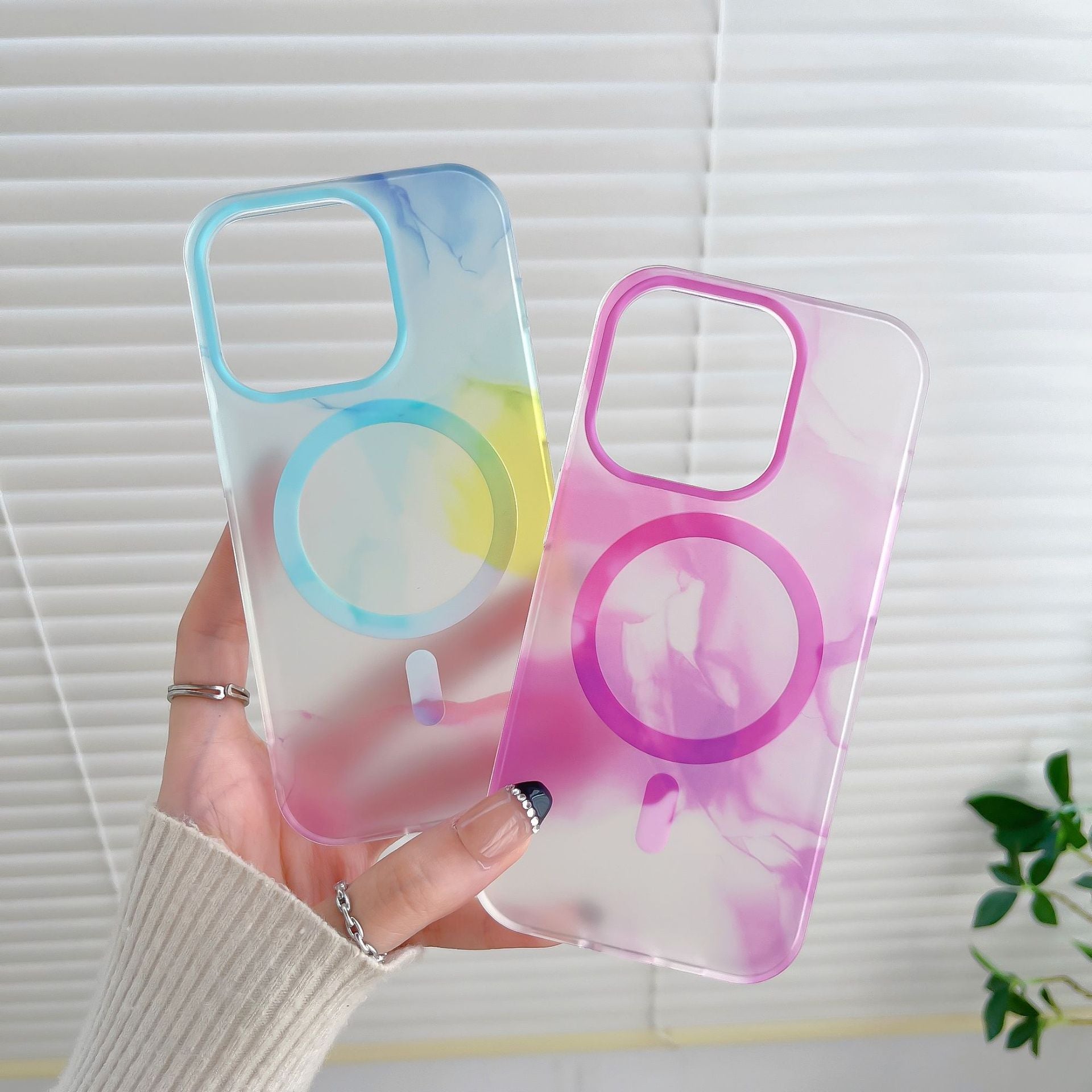 Watercolor Magnetic Transparent Simple Mobile Phone Case For iPhone 12, 13, 14, 15 - MyMobile