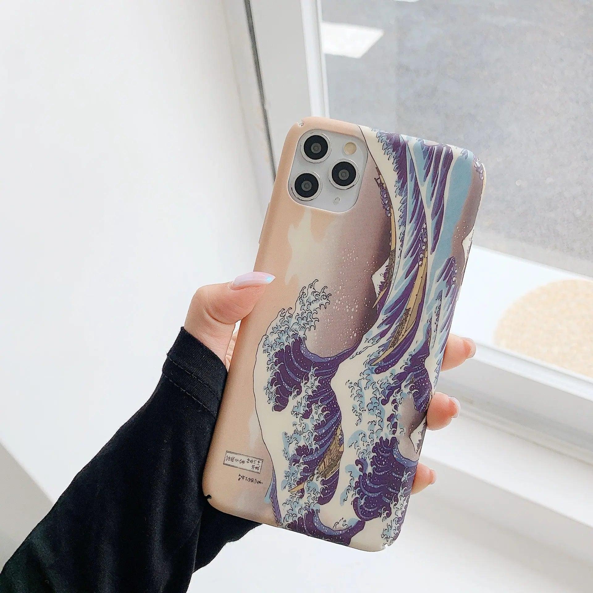 Art oil painting ocean wave mobile phone case Online Only