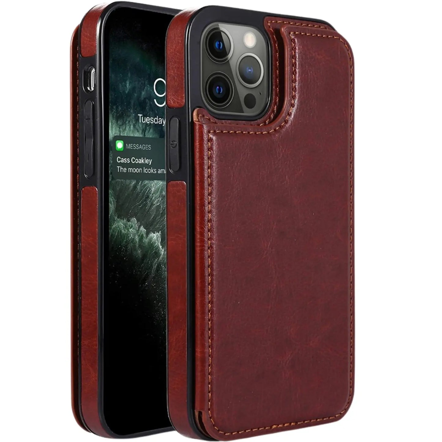 Back Flip Leather Wallet Cover Case for iPhone 15 Plus