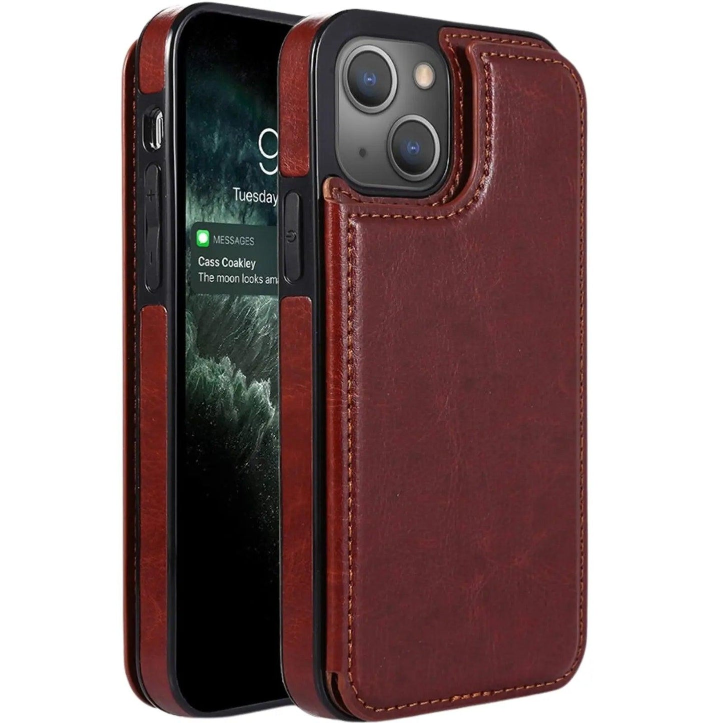 Back Flip Leather Wallet Cover Case for iPhone 15