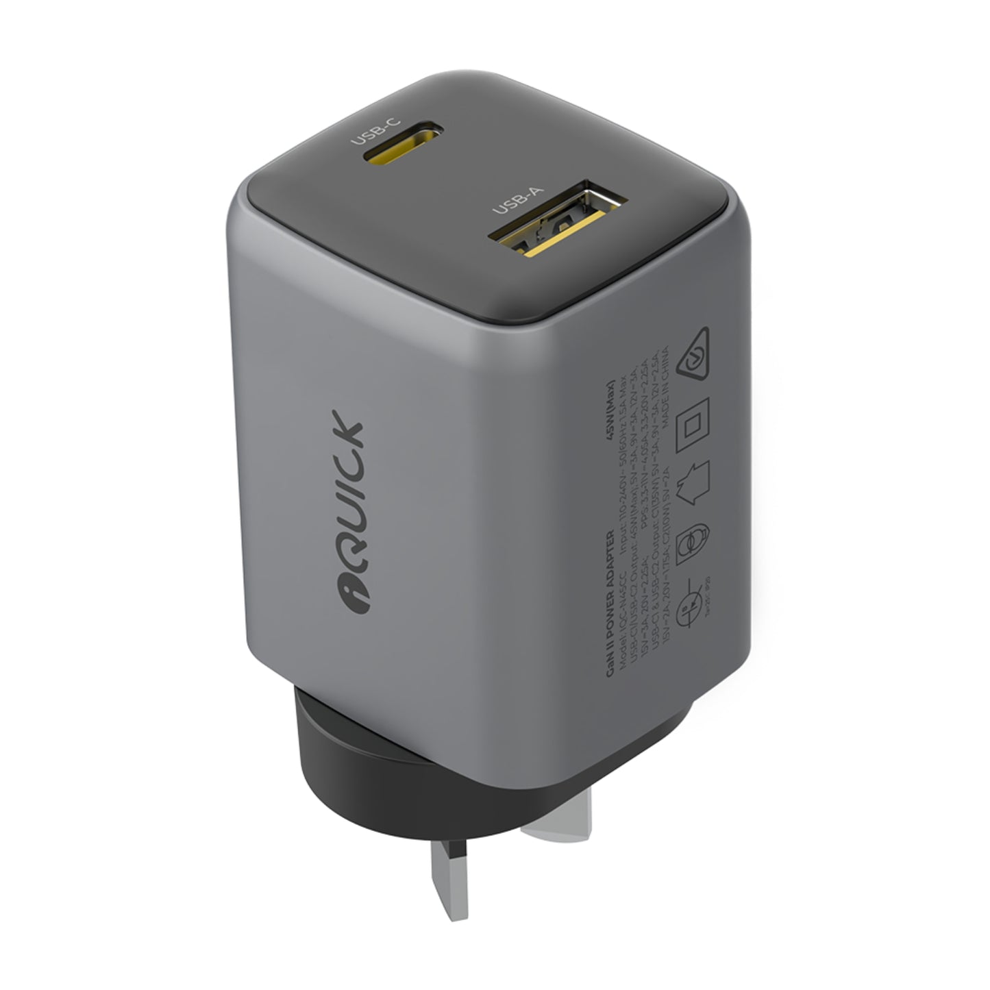 iQuick NANO ENERGY 2 45W PD3.0 USB-C and USB-A Ports Charging Adapter - MyMobile