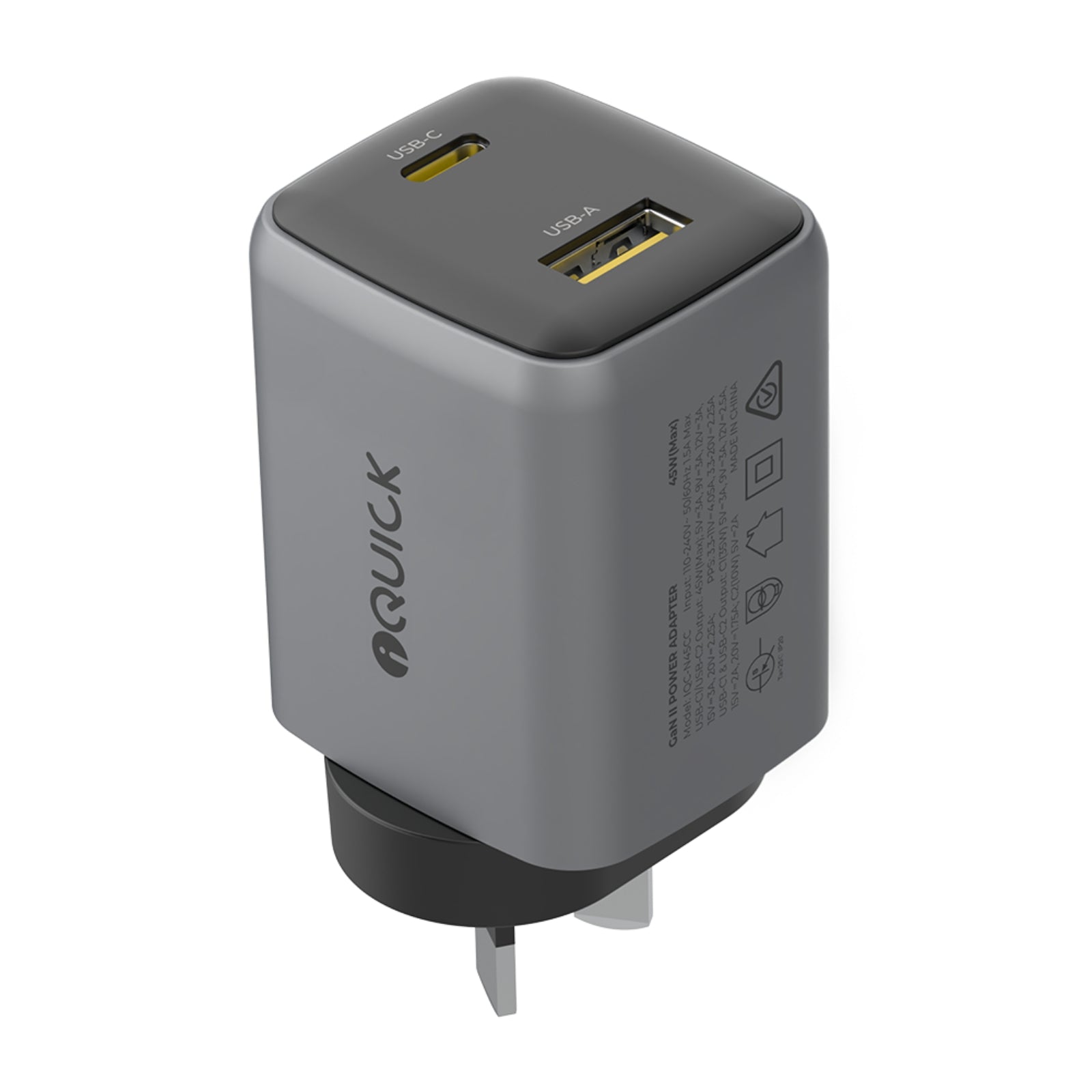 iQuick NANO ENERGY 2 45W PD3.0 USB-C and USB-A Ports Charging Adapter - MyMobile