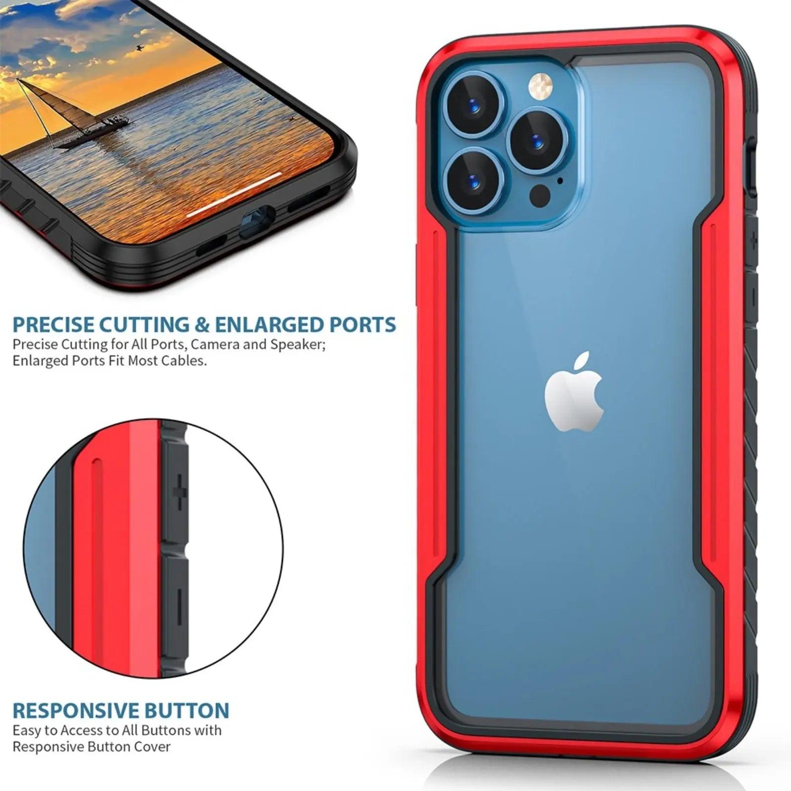 Re-Define Shield Shockproof Heavy Duty Armor Cover Case for iPhone 15 Plus Red