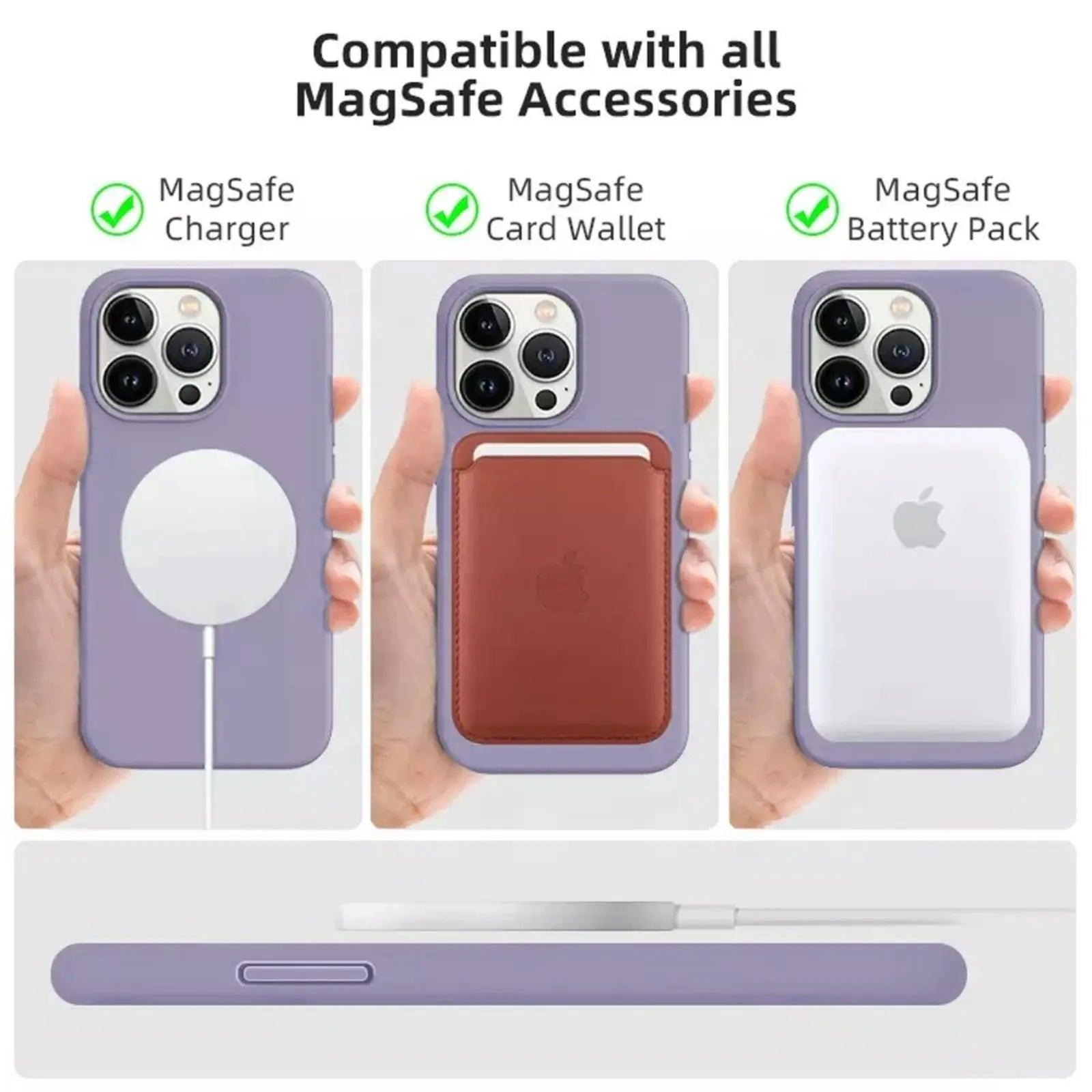 Liquid Silicone Case Cover With Magnetic Ring For Iphone 14 Pro Max Magsafe